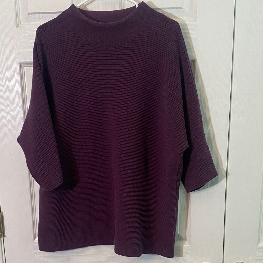Lands’ End Woman’s plus 2X pullover Ribbed Mock Neck Sweater in Plum